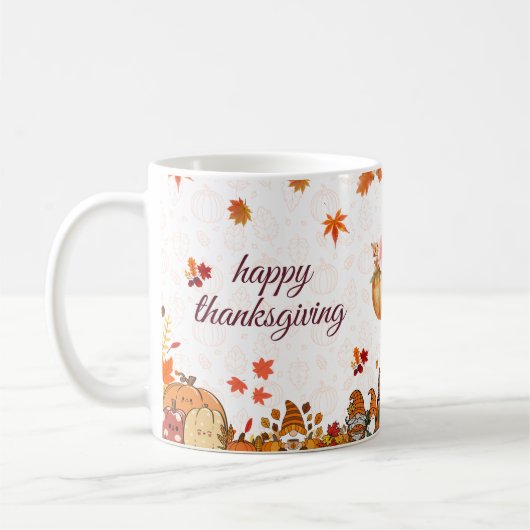 Mug Thanksgiving Pumpkin Gnome Banner (Gauche)