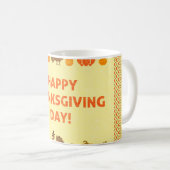 Mug Thanksgiving : retro brodée carte design. (Devant droit)