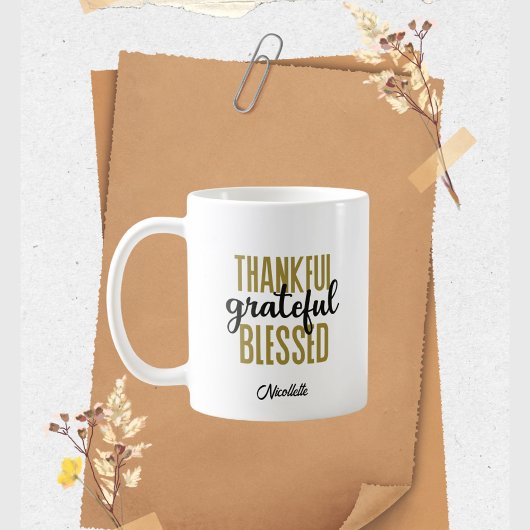 Mug Thanksgiving Thankful Grateful Blessant Élégant