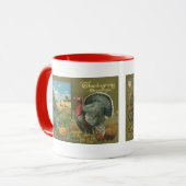 Mug Thanksgiving vintage, Turquie à la ferme (Devant gauche)