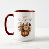 Mug Thanksgiving-Watercolor Citrouille et fleurs- (Gauche)