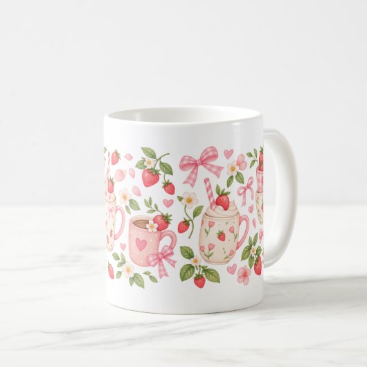 Mug Thé à la Fête des Fleurs de Fraisier (Devant droit)