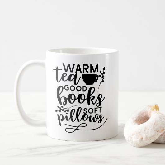 Mug Thé Chaud, Bons Livres & Hygge Coussin Doux (Avec donut)