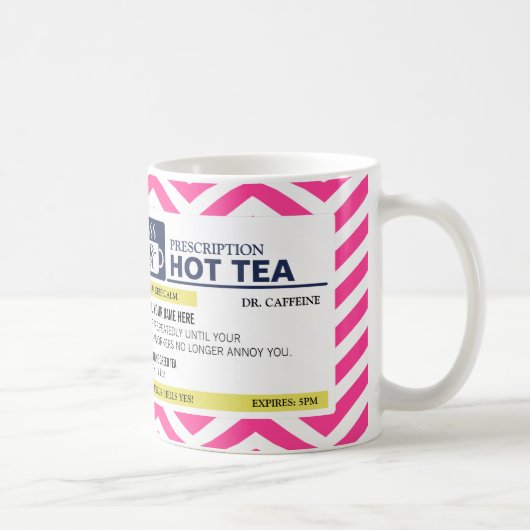 Mug Thé chaud de prescription drôle avec le monogramme (Droite)