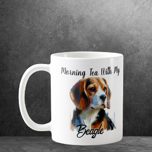 Mug Thé du matin amusant Beagle Brun/Blanc