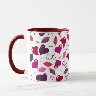 Mug The Love Mug! Valentine Hearts,Lips,XOs