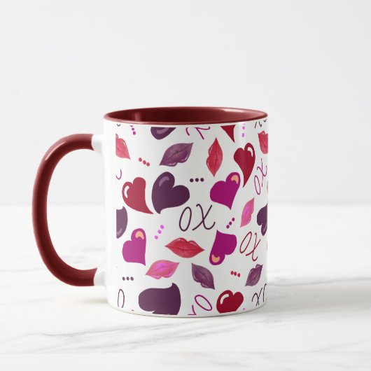 Mug The Love Mug! Valentine Hearts,Lips,XOs (Gauche)