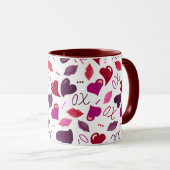 Mug The Love Mug! Valentine Hearts,Lips,XOs (Devant droit)