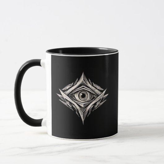 Mug The Observer Core – Geometric Eye of Awareness Art (Gauche)