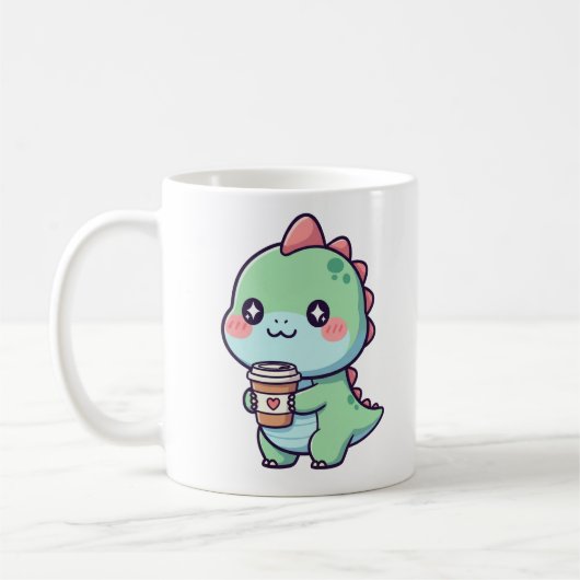 Mug Thé-Rex - Dinosaure mignon avec Café (Gauche)