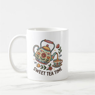 Mug Thé sucré à l'heure Théière vintage esthétique Cot