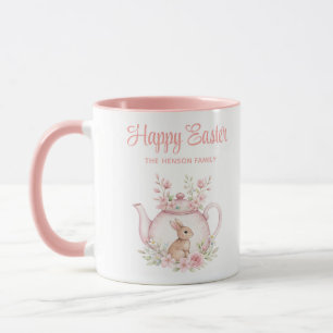 Mug Théière de Pâques personnalisée Famille Lapin