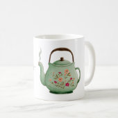 Mug Théière florale verte (Devant droit)