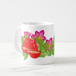 Mug Théière Jardin Fleur Rose - Charme Floral