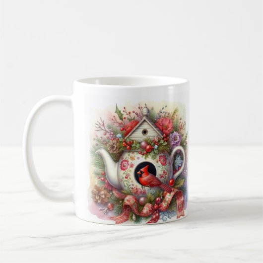 Mug Théière Maison pour oiseaux Cardinal 2 (Gauche)