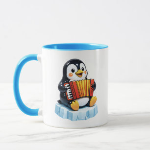 Mug Thème bleu personnage musique mignon manchot