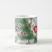 Mug Thème classique de Noël en aquarelle et cône de pi (Centre)