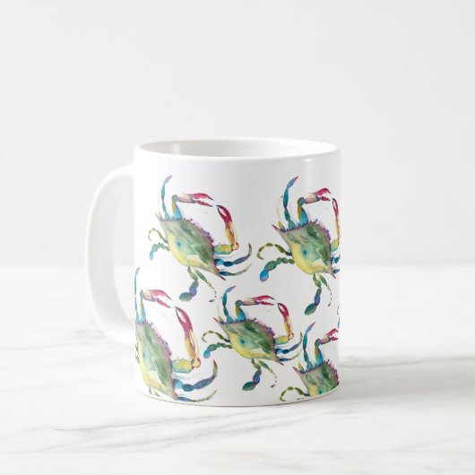 Mug Thème côtier du crabe bleu (Devant gauche)