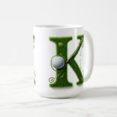 Mug Thème de lettre d'herbe de golf avec balles et clu (Devant droit)