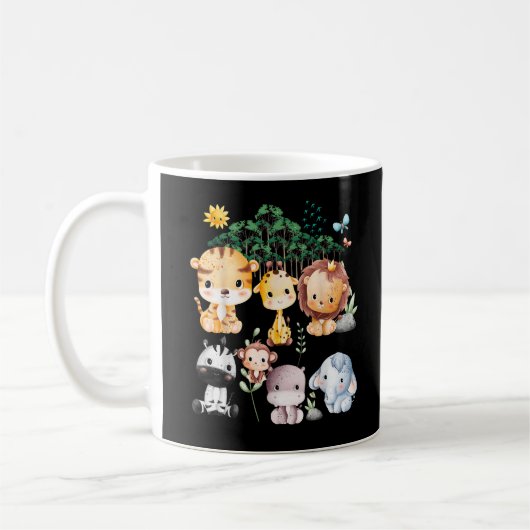 Mug Thème de safari faune animale jungle forêt mignon (Gauche)