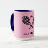 Mug Thème de tennis Monogramme Nom Entraîneur (Devant gauche)