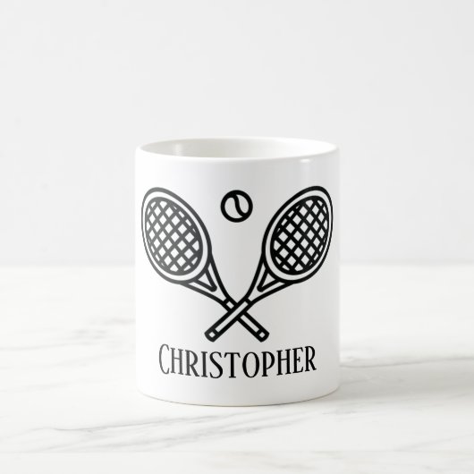 Mug Thème de tennis Nom Monogramme (Centre)