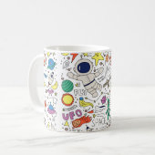 Mug Thème Espace dans l'illustration style doodé (Devant gauche)
