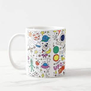 Mug Thème Espace dans l'illustration style doodé