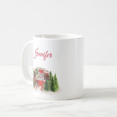 Mug Thème extérieur du camping de Noël Trailer (Devant gauche)
