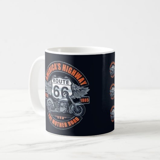 Mug Thème : Moto et Route 66 (Devant gauche)