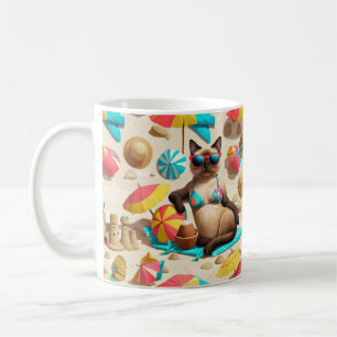 Mug Thème plage pour fête des amateurs de chat siamois