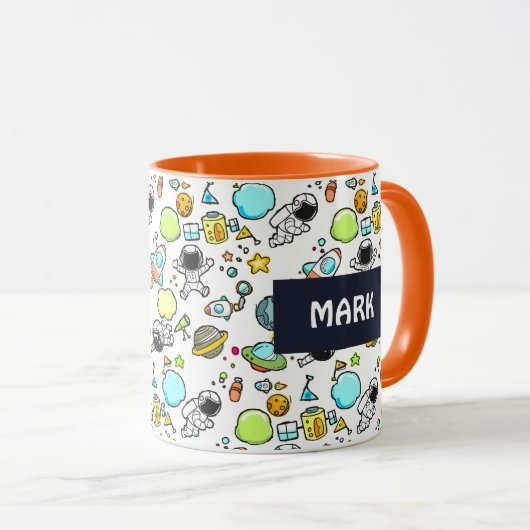 Mug Thème spatial cool - Astronauts & Rocket Ship (Devant droit)