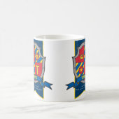 Mug Theo chevalier rouge lettre de lion bleu T nom sig (Centre)