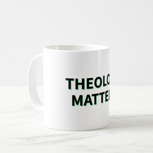 Mug Théologie, ça compte Coupe (Devant gauche)