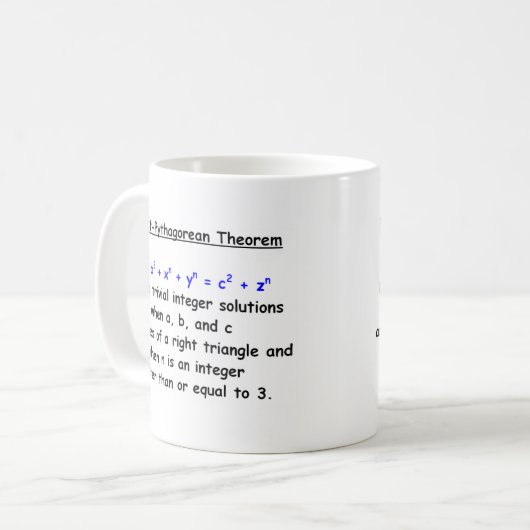 Mug Théorème Silly Fermat-Pythagore (Devant gauche)