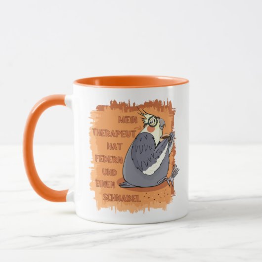 Mug Therapeut mit Federn & Schnabel. Nymphensittich (Gauche)