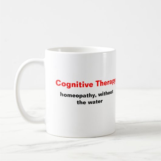 Mug Thérapie cognitive, homéopathie, sans eau (Gauche)