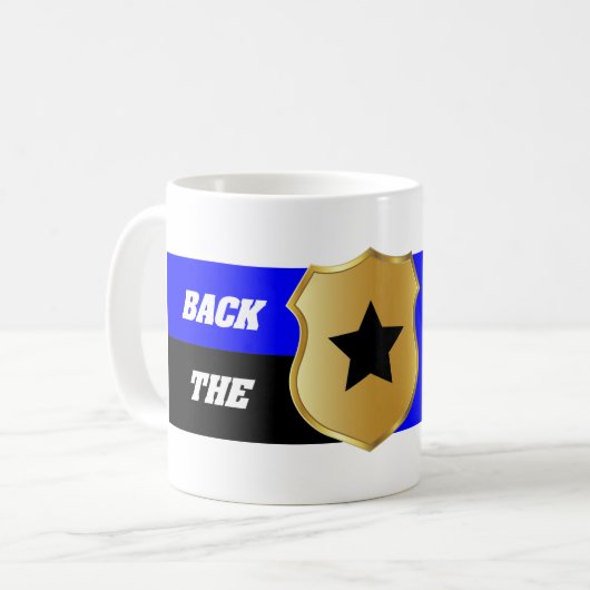 Mug Thin Blue Line, Soutenez Les Bleus (Devant gauche)