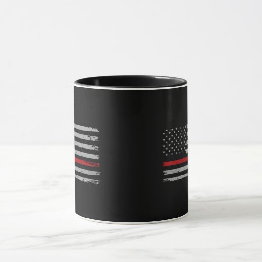 Mug Thin Red Line American Flag mug_ firefighter Gift (Centre)