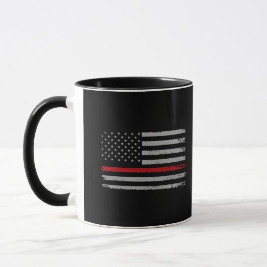 Mug Thin Red Line American Flag mug_ firefighter Gift (Gauche)