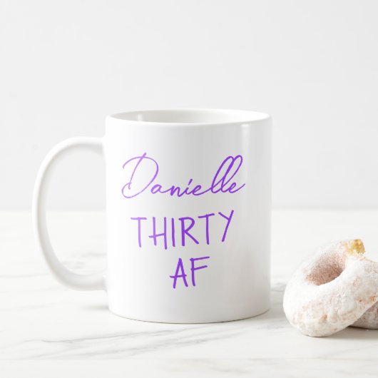 Mug THIRTY AF 30th Birthday Funny Personalized (Avec donut)
