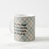Mug "This is My Mug", Funny Snarky, Blue Plaid (Devant gauche)
