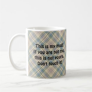 Mug "This is My Mug", Funny Snarky, Blue Plaid