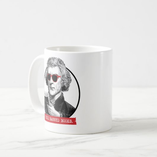 Mug Thomas Jefferson Lit Des Livres Interdits (Devant gauche)