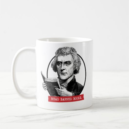 Mug Thomas Jefferson Lit Des Livres Interdits (Gauche)