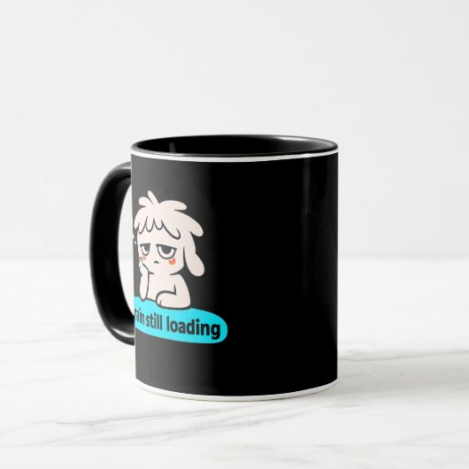 Mug Thoughts Warming Up – Cute Slow Brain Coffee (Devant gauche)