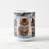 Mug Three adorable kittens playing in the snow, cute (Centre)