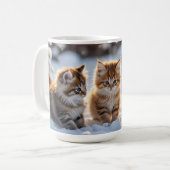Mug Three adorable kittens playing in the snow, cute (Devant gauche)
