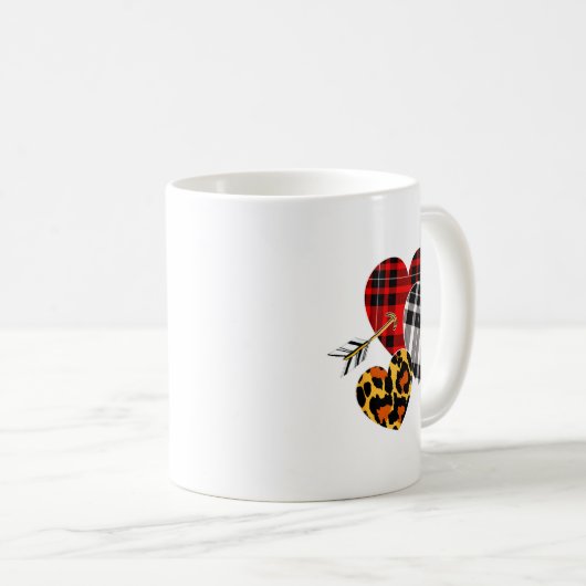 Mug Three Hearts Leopard Buffalo Plaid Valentines Day  (Devant droit)