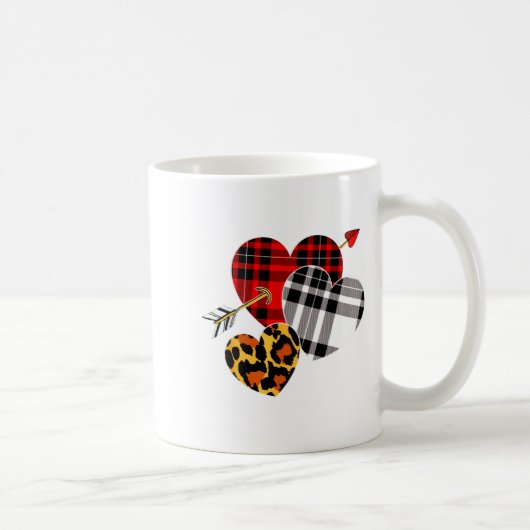 Mug Three Hearts Leopard Buffalo Plaid Valentines Day  (Droite)